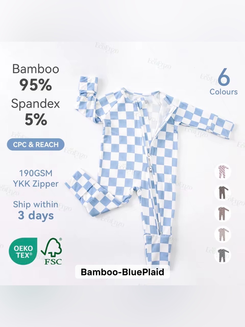 Bamboo Blue Plaid Kids One-Piece Jumpsuit